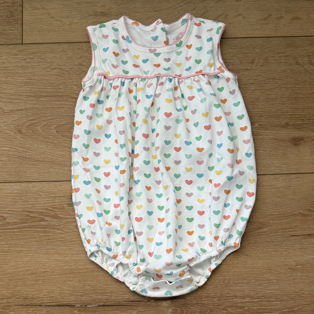 James & Lottie White Baby Heart Print Bubble 24M